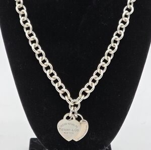 Tiffany & Co. Silver Heart‎ Tag Necklace With Extra Charm 20in